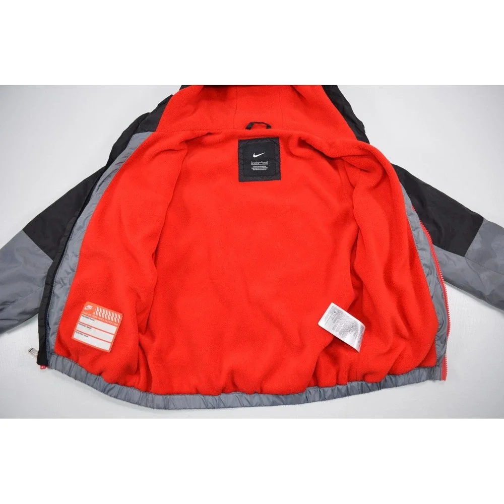 Nike Boys Hooded Gray Black Jacket Fleece Lining Size L / 6-7  Years  JUST DO IT